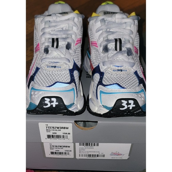 Balenciaga Runner Sneakers White Pink Blue Yellow Women Size 37 - Picture 10 of 11
